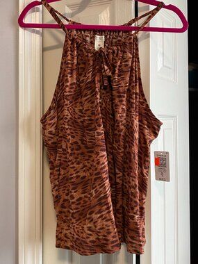 🐆 Torrid (Festi) Leopard Print Halter‑Style Top | Size 00 🐆